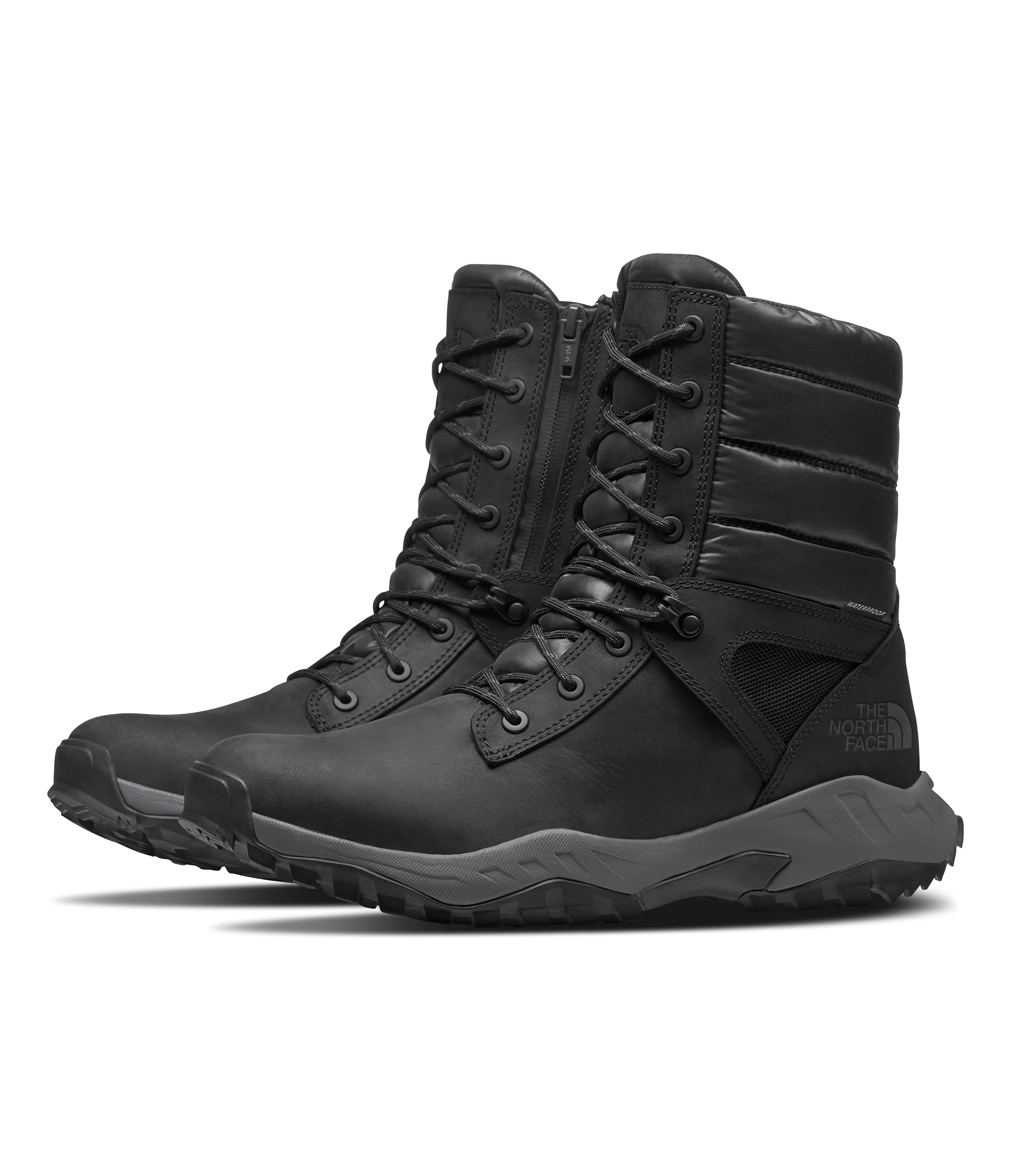 The North Face Thermoball Zip-Up Men's Winter Boots - Waterproof Hiking Shoes for Cold Weather, TNF Black/Zinc Grey Size 12.5 - Ideal for Snow Trekking, Camping & Outdoor Adventures