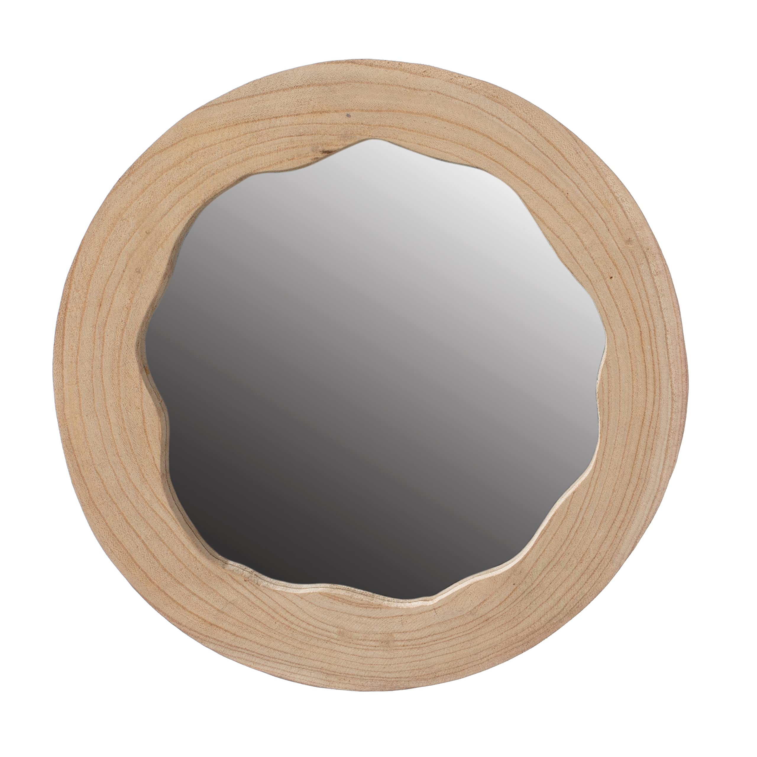 Vintage Round Natural Wood Wall Mirror - Handcrafted Decorative Mirror for Entryway, Living Room, Vanity & Bedroom | Perfect for Home Decor, Wall Art & Interior Design