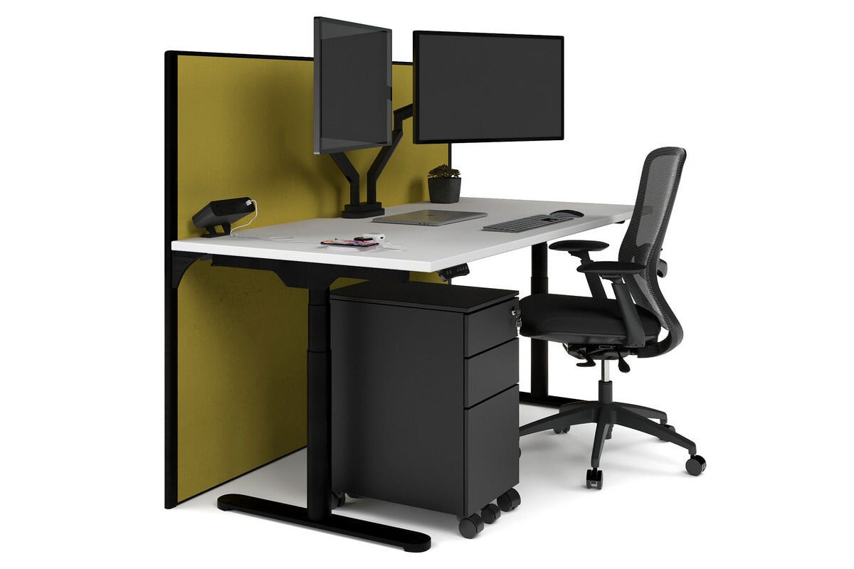 Flexi Premium Height Adjustable Single Workstation Desk - 1600L x 800W with Cable Management Scallop | Ergonomic Standing Desk for Home Office & Workspace