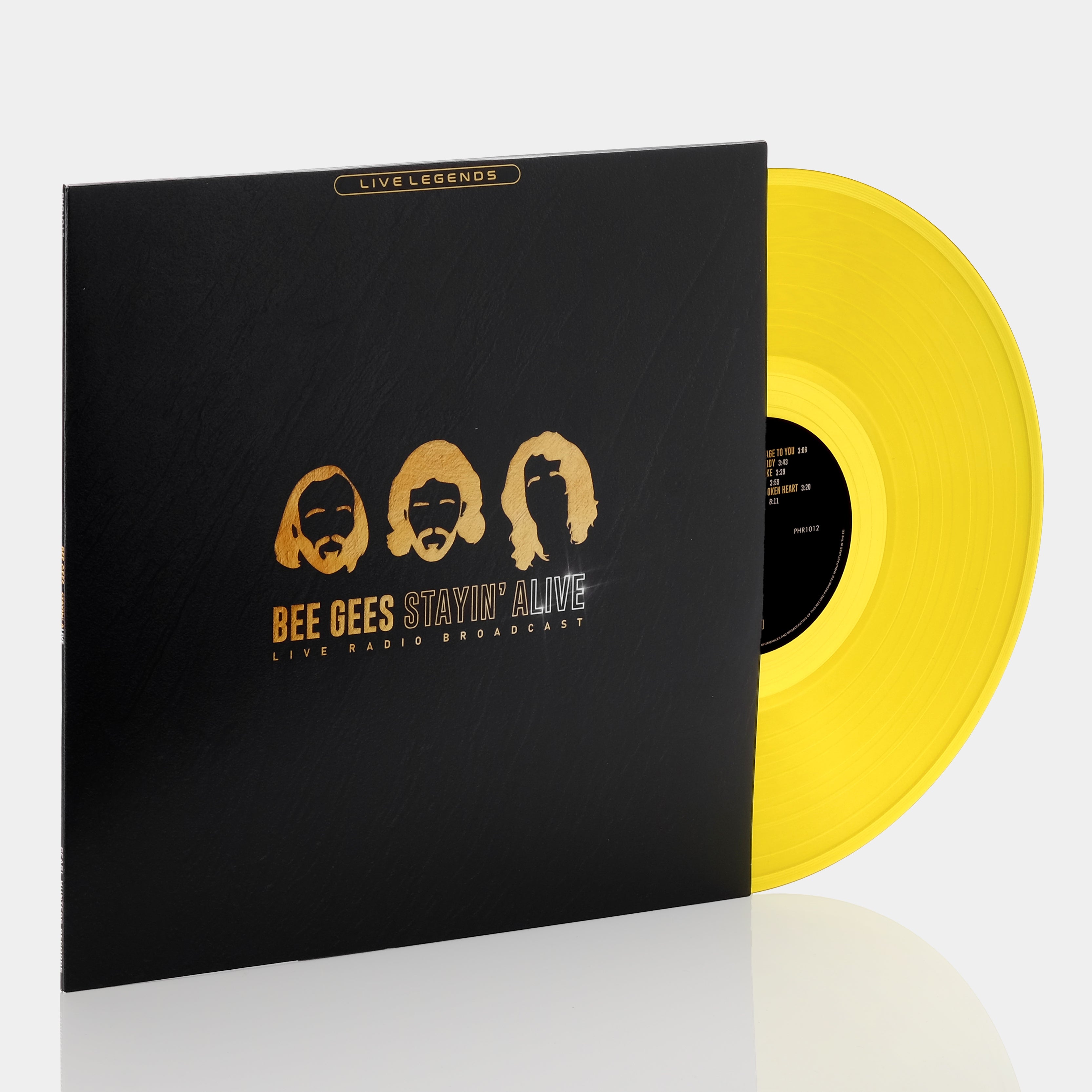 Bee Gees Stayin' Alive Live Radio Broadcast LP - Limited Edition Translucent Yellow Vinyl Record - Perfect for Collectors & 70s Disco Music Lovers