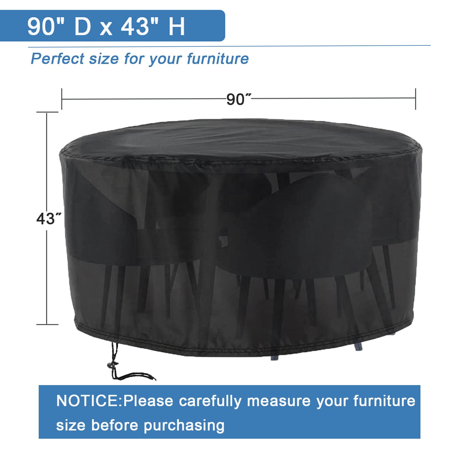 Waterproof Round Patio Table Cover 90