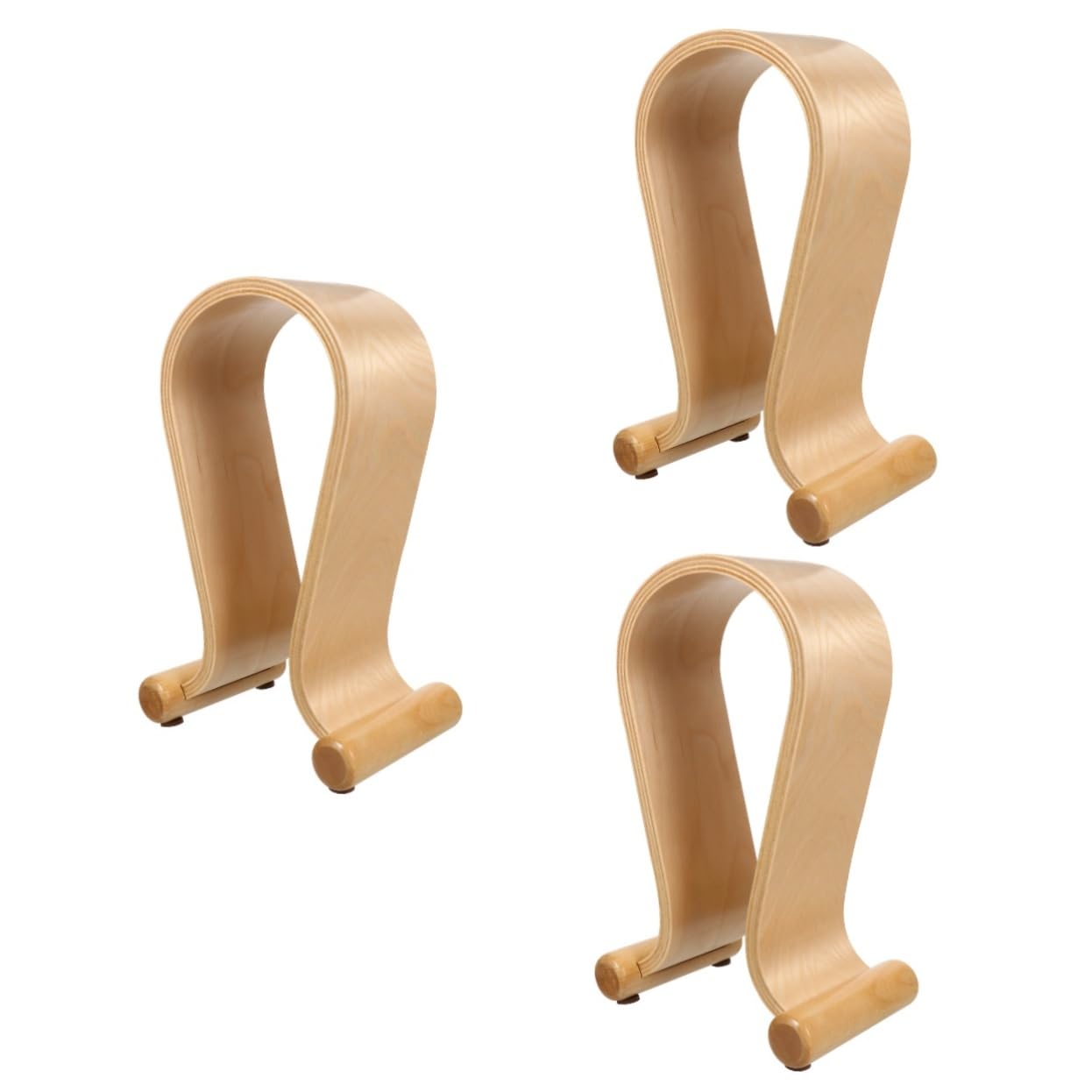 Angoily 3-Pack Wooden Headphone Stand - Durable Desktop Earphone Holder for Display & Organization - Perfect for Home, Office, and Gaming Setup