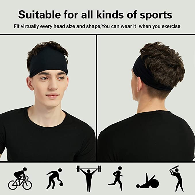 BISMAADH Moisture Wicking Sports Headbands for Men & Women - Breathable Workout Headband for Running, Cycling, Football, Yoga - Perfect Sweatband for Gym, Training & Outdoor Activities