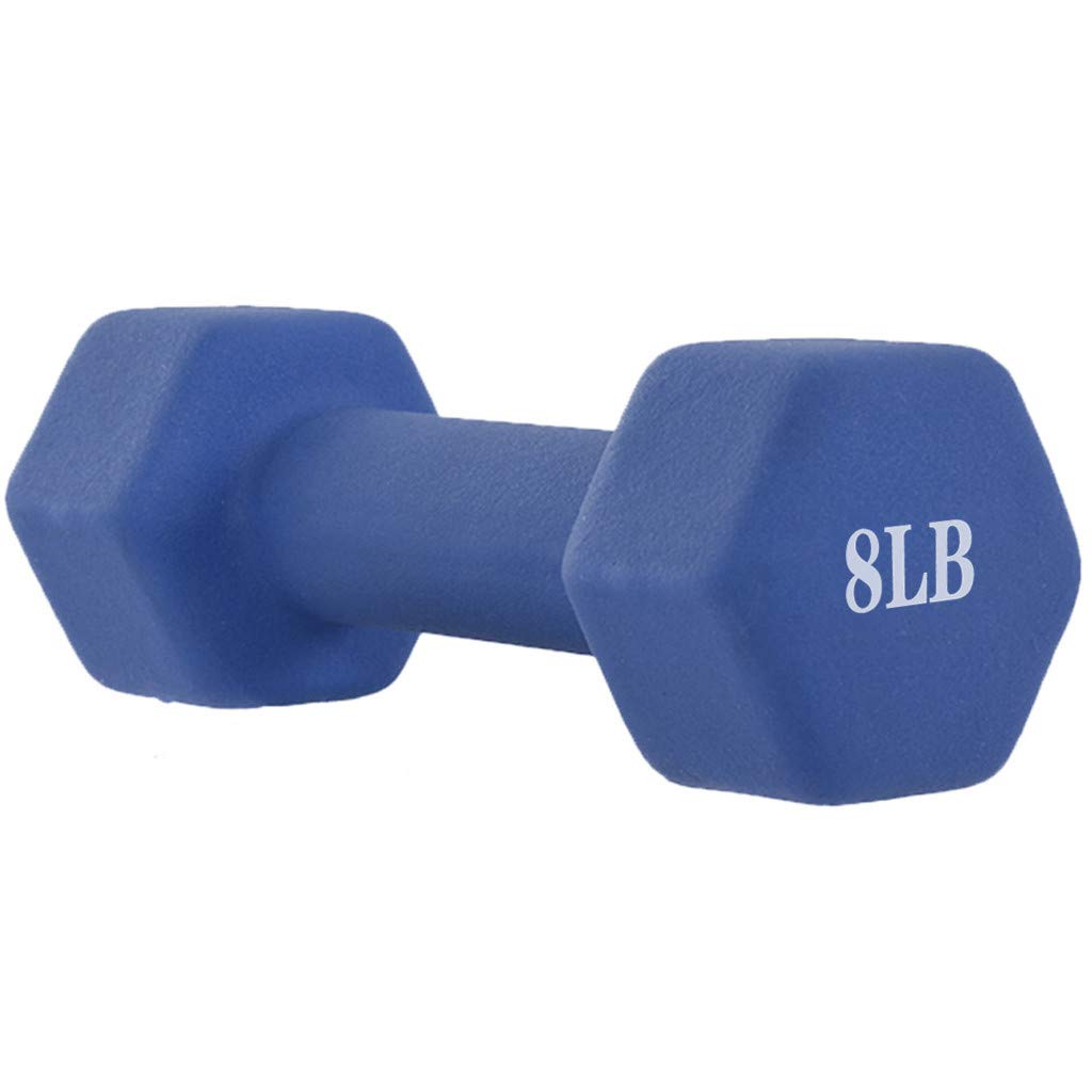 8-Pound Neoprene Coated Dumbbell Set - Blue Free Weights for Strength Training, Home Gym & Fitness Workouts - Perfect for HIIT, Yoga & Full-Body Exercises