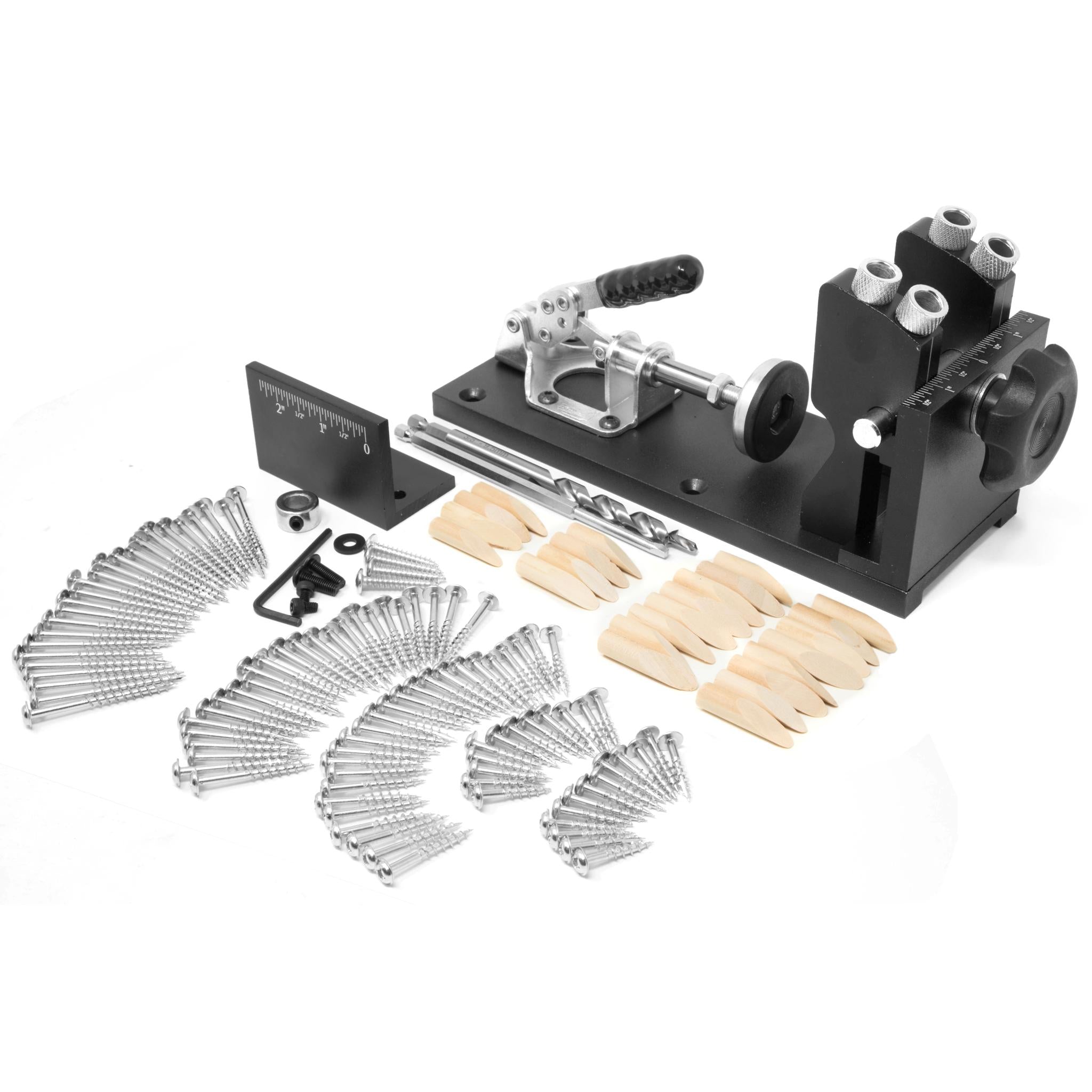 WEN WA1527 Professional Metal Pocket Hole Jig Kit with L Base, Step Drill Bit & Self-Tapping Screws - Perfect for Woodworking, DIY Projects & Furniture Assembly