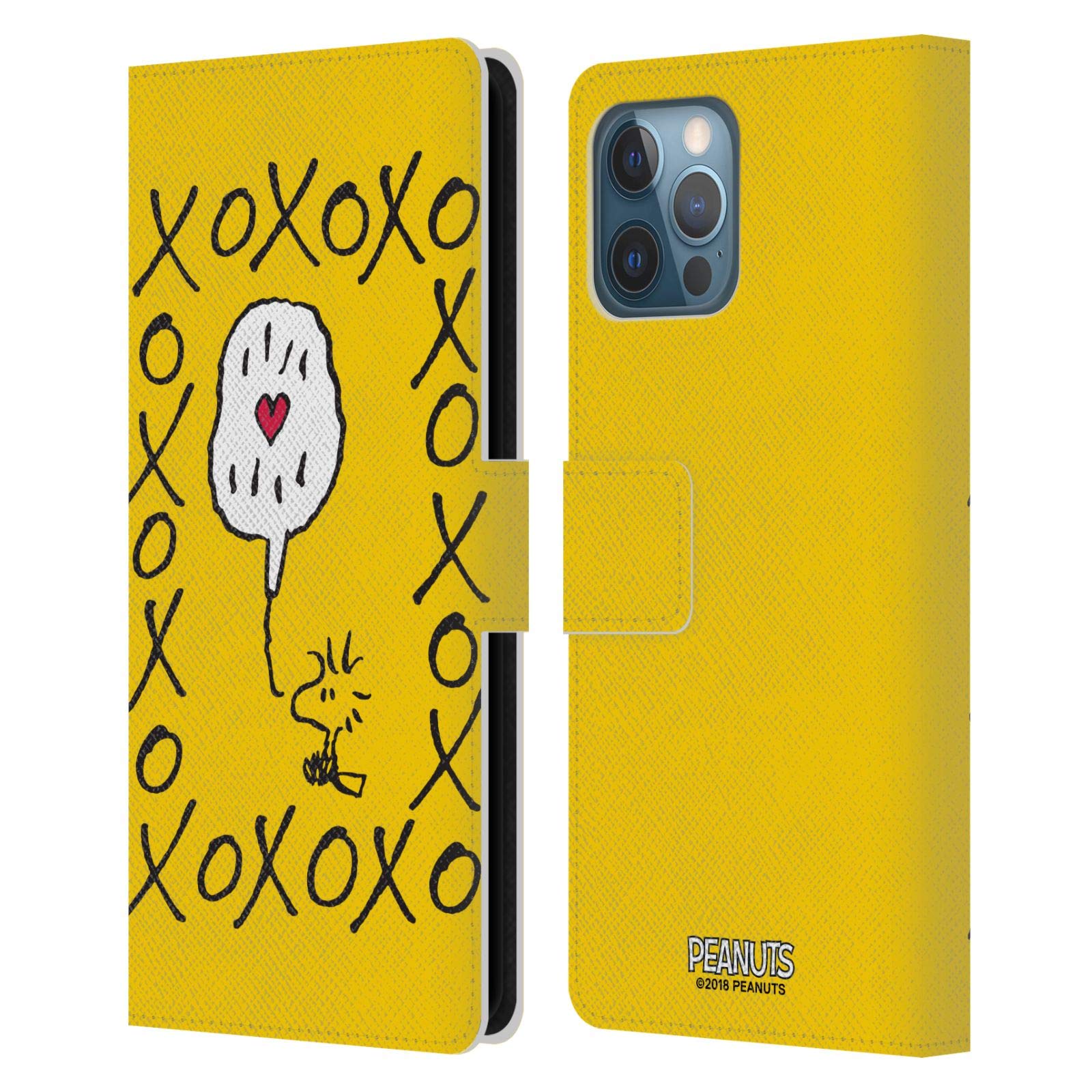 Head Case Designs Peanuts Woodstock XOXO Leather Book Wallet Case for iPhone 12 Pro Max – Officially Licensed, Sealed with A Kiss – Perfect for Work, Travel & Daily Use