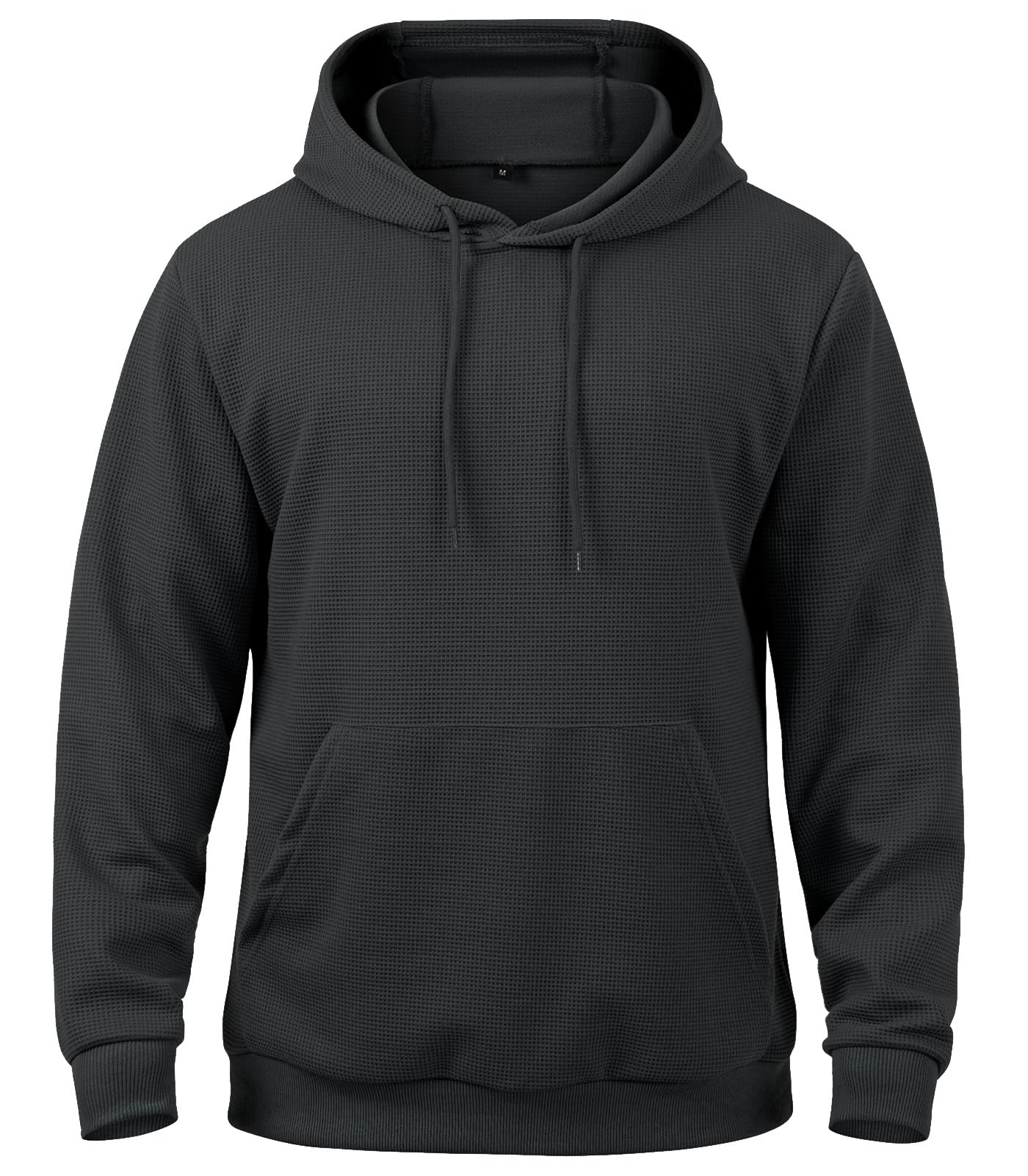 MANSDOUR Men's Casual Long Sleeve Waffle Knit Hoodie with Drawstring & Pocket - Warm Pullover Sweatshirt for Outdoor Activities, Streetwear & Lounge Wear