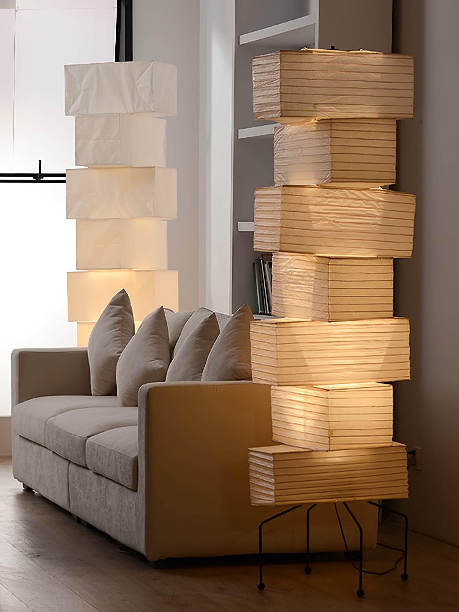 Modern Lana Stacked Floor Lamp - 3-Tier LED Standing Light with Adjustable Brightness for Living Room, Bedroom & Office - Warm White & Cool White Lighting Options