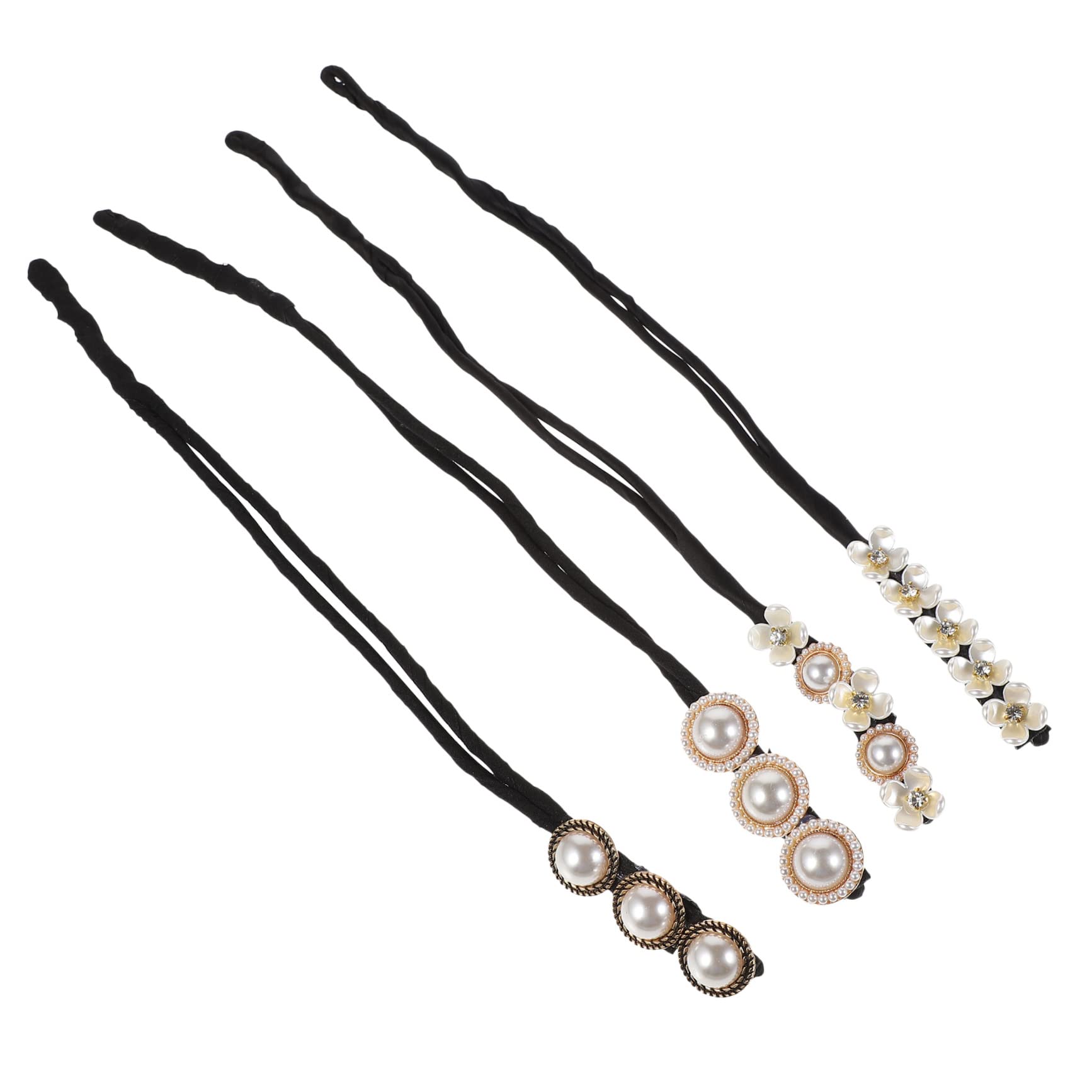 BELLIFY 4-Pack Floral Hair Bands - Elegant Hair Braiding Accessories for Women & Girls, DIY Hair Rollers with Alloy & Plastic Design - Perfect for Ballet, Dance, and Everyday Styling