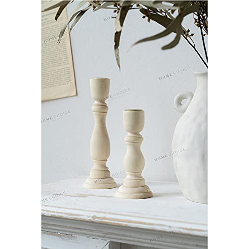 Set of 3 Unfinished Wooden Candle Holders - Rustic Taper Candlesticks for Weddings, Birthdays & Home Decor | Perfect Table Centerpieces for Farmhouse, Boho & Holiday Decorations