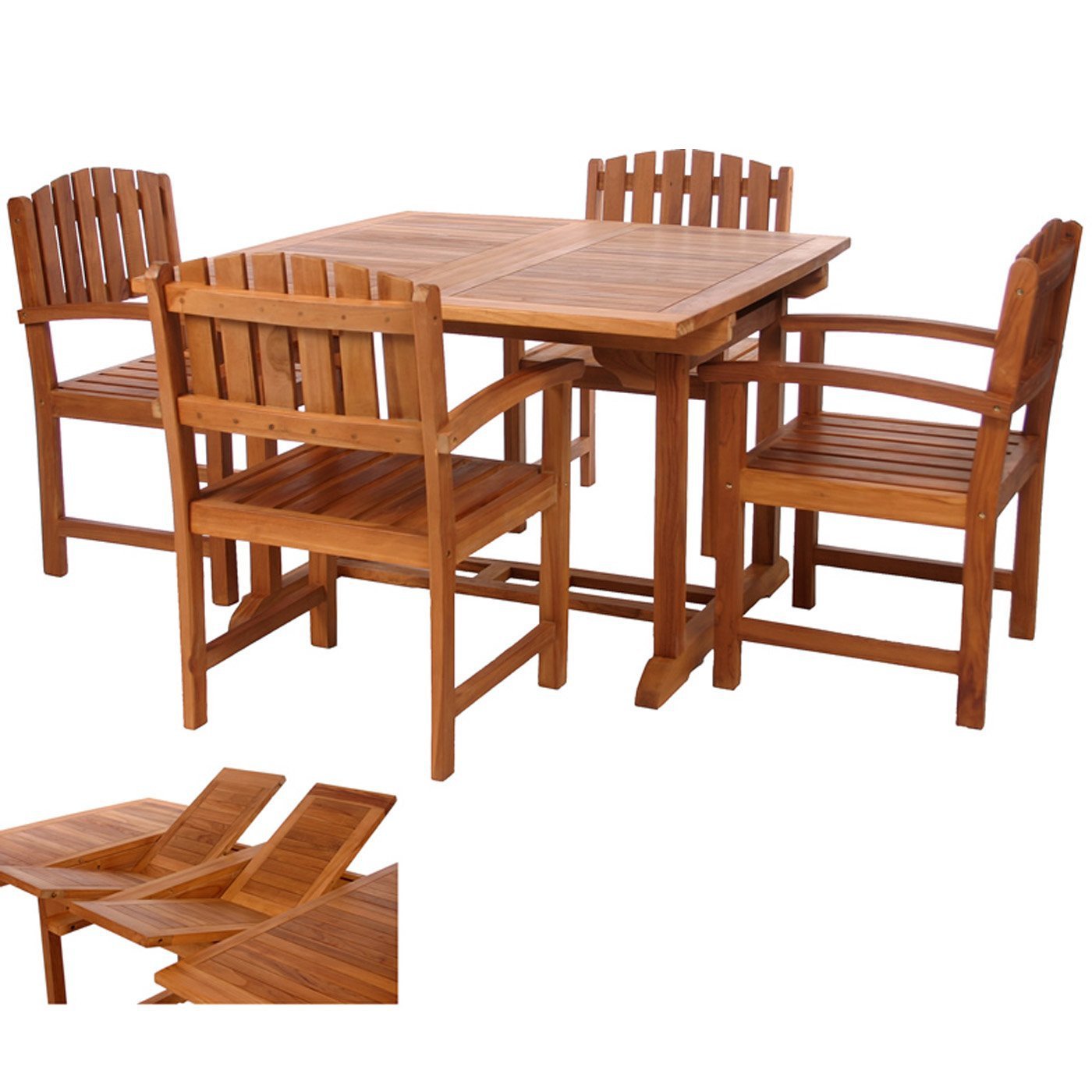 5-Piece Butterfly Dining Set in Cedar Teak - Outdoor Patio Furniture for Garden, Deck, and Backyard Dining