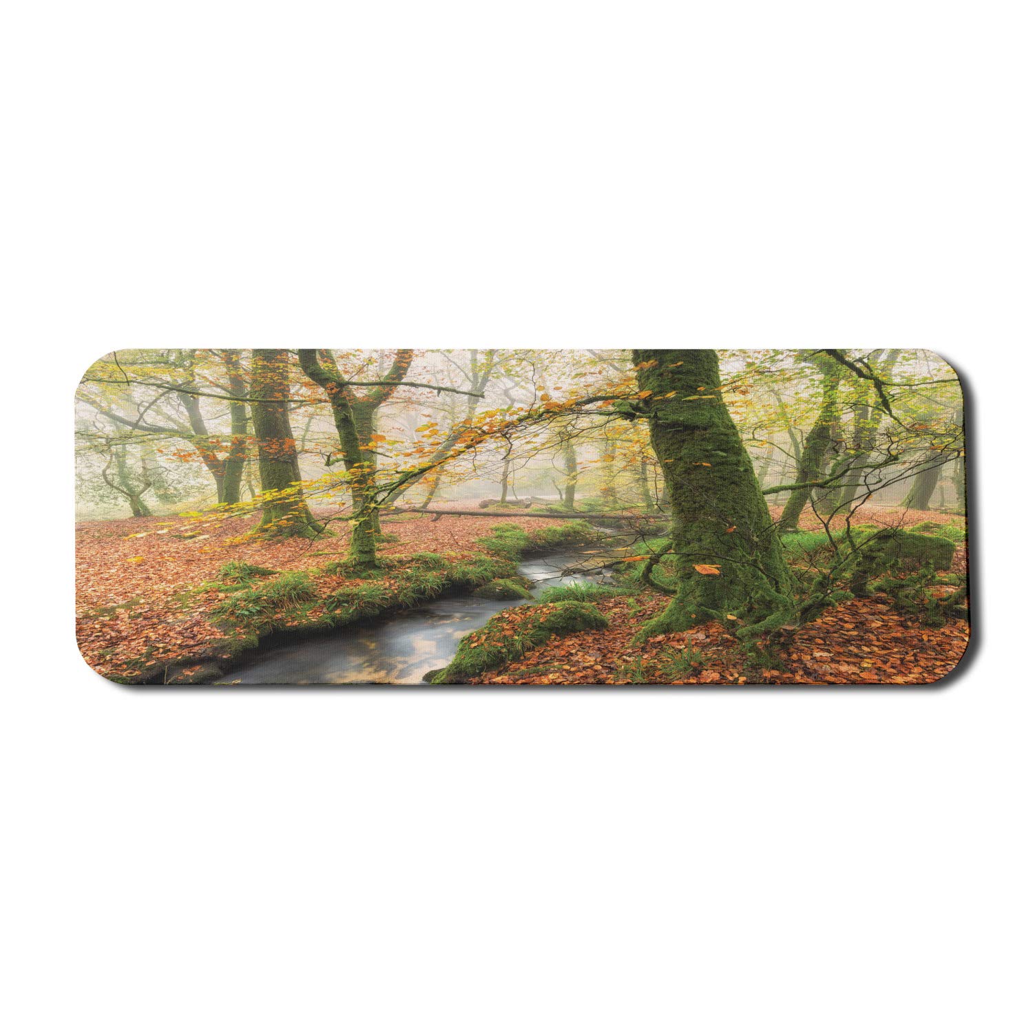 Ambesonne Woodland Computer Mouse Pad - Misty Autumn Woodland Stream at Golitha Falls, Non-Slip Rubber Gaming Mousepad (31