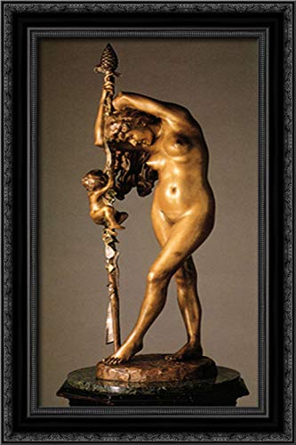 Bacchante and Cupid 16x24 Black Ornate Wood Framed Canvas Art Print by Jean Leon Gerome - Classic Home Decor for Living Room, Bedroom, or Office