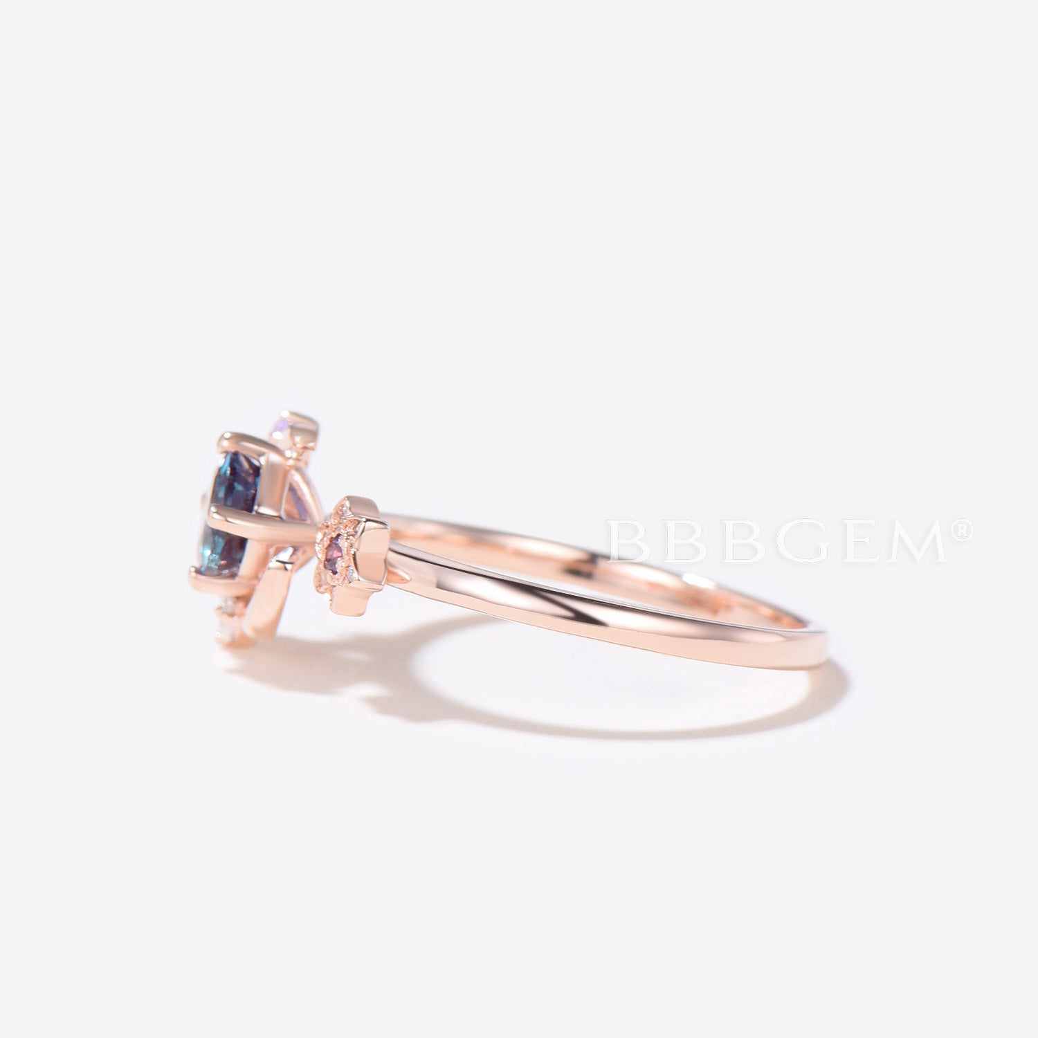 Moon Engagement Ring - Round Alexandrite & Amethyst Wedding Band for Women | Perfect for Proposals, Anniversaries & Romantic Occasions