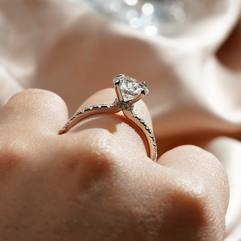 1.5 Carat Round Moissanite Engagement Ring with Pavé Band & Hidden Halo - Perfect for Proposals, Weddings & Anniversary Gifts