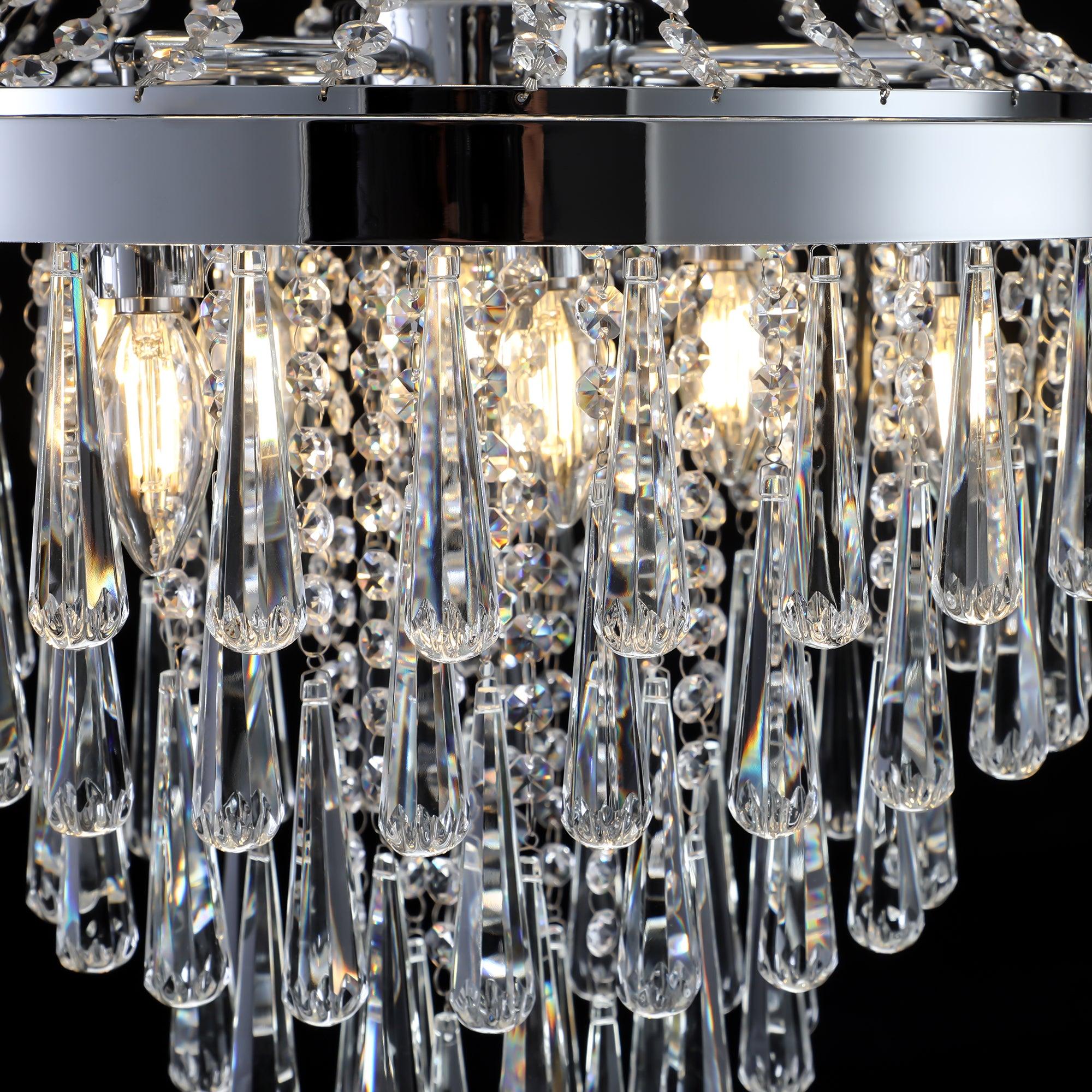 Modern Luxury Chromium Crystal Chandelier - Large Contemporary Ceiling Light Fixture for Dining Room & Foyer (Bulb Not Included) | Elegant Home Lighting Decor