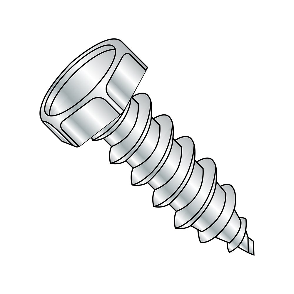 Small Parts 1024AH Zinc Plated Steel Sheet Metal Screws, Hex Head & Drive, Type A, #10-12 Thread, 1-1/2