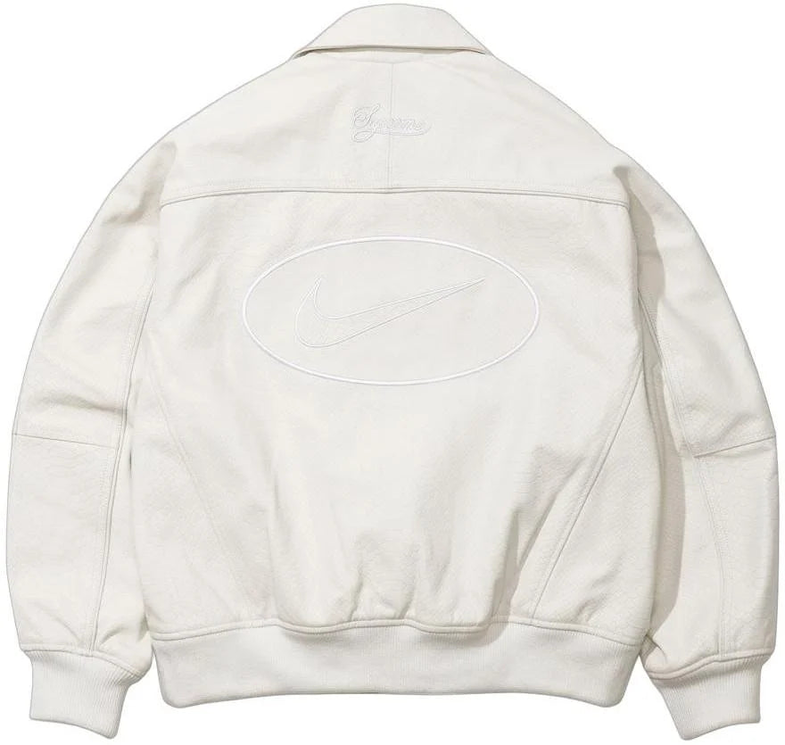 PREORDER Supreme x Nike Leather Varsity Jacket - Men's Fashion Streetwear Bomber Coat for Hip-Hop Style & Urban Outfits - Perfect for Concerts, Skateboarding & Street Photography