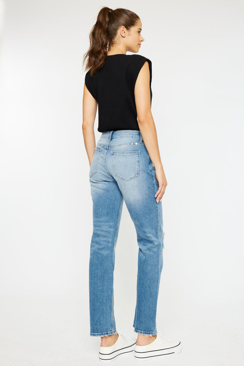 Mariko High Rise Slim Straight Leg Jeans for Women - Stretch Denim Pants with Comfortable Fit - Perfect for Casual Wear, Office & Date Night