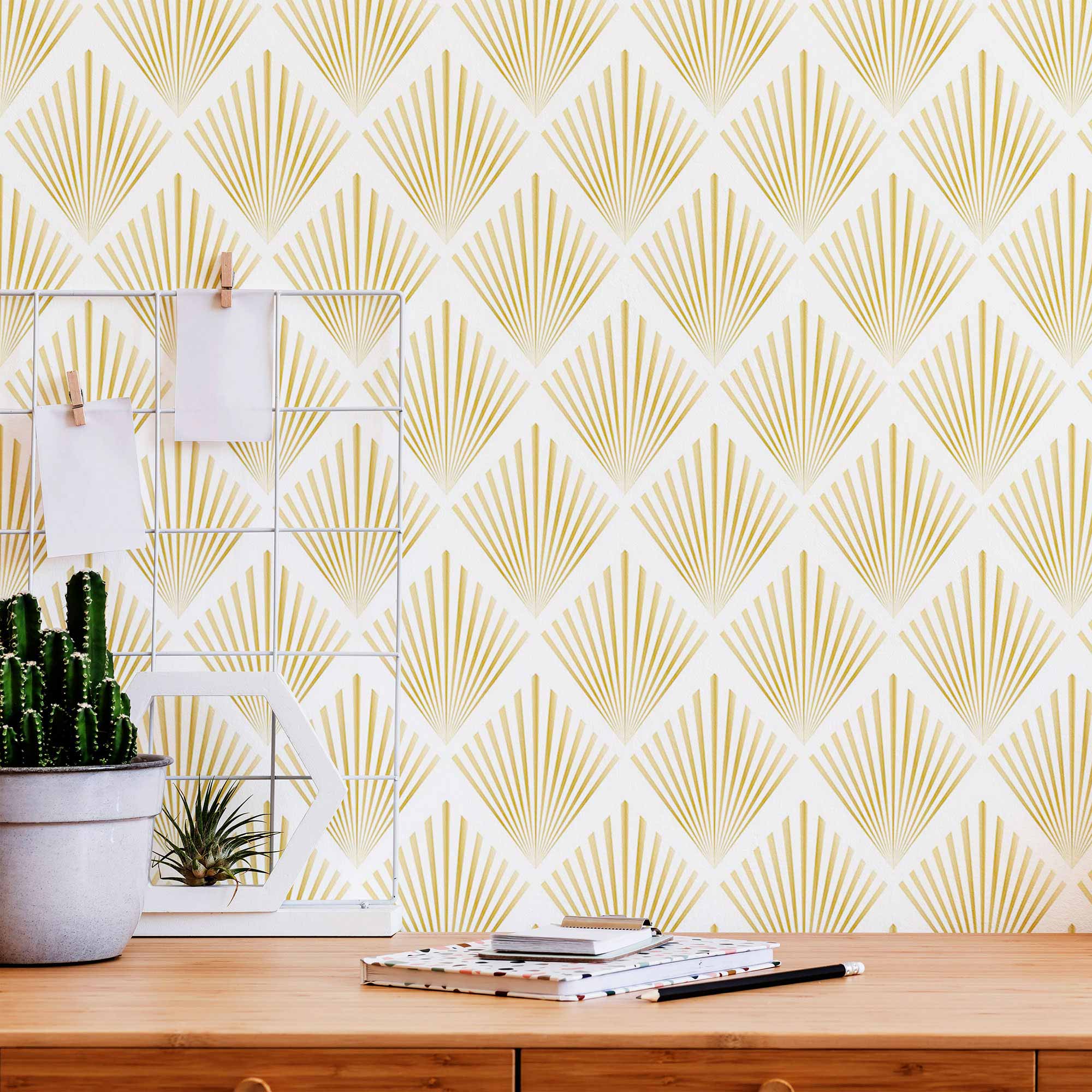 Yellow Sunburst Peel and Stick Removable Wallpaper 9885 - Self-Adhesive Decorative Wall Covering for Bedroom, Living Room, Nursery & Office Decor