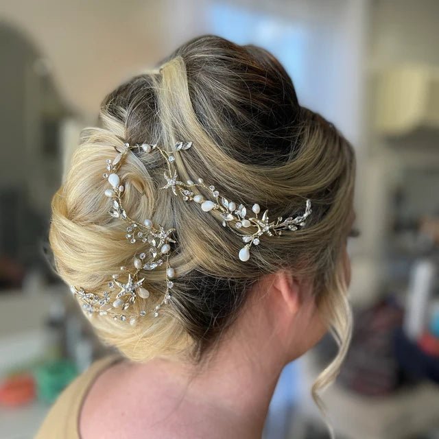Light Gold Starfish Headpiece for Beach Brides – Perfect for Weddings, Boho Bridal Accessories, and Beach-Themed Events