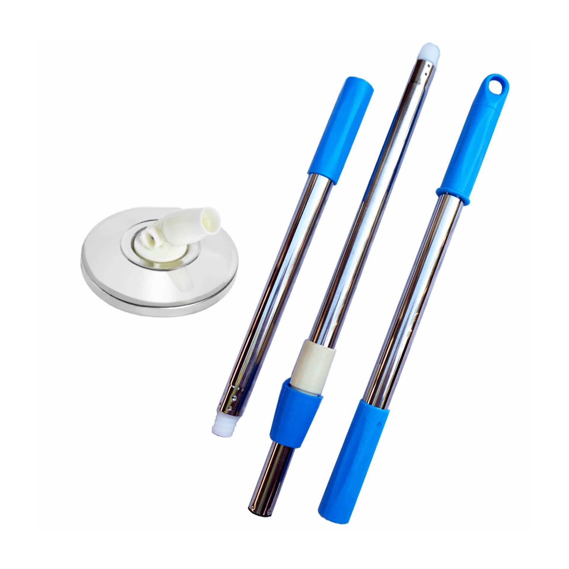 Stainless Steel Spin Mop Replacement Handle - 360 Degree Rotating Floor Mop Pole for Home Cleaning - Durable & Adjustable Mop Stick for Tile, Hardwood & Laminate Floors - Perfect for Kitchen, Bathroom & Living Room Cleaning (Blue)