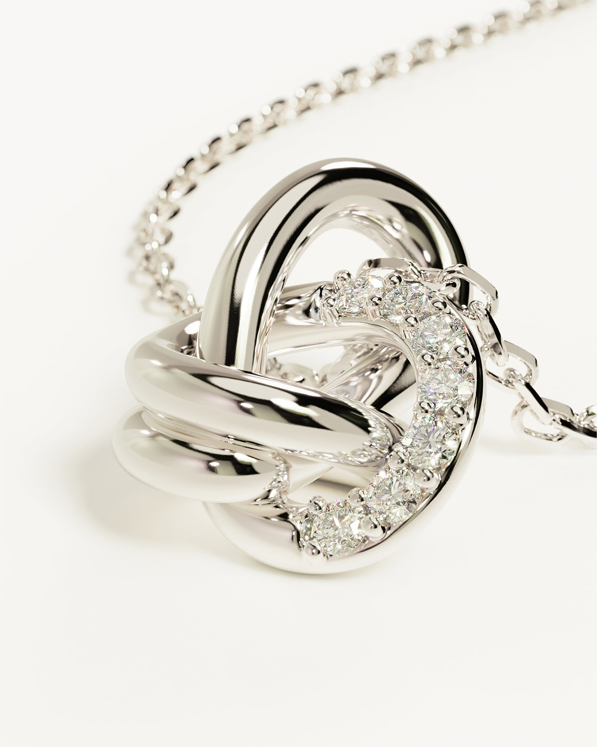 Lab Grown Diamond Sterling Silver Endless Knot Necklace - Elegant Buddhist Jewelry for Meditation & Spiritual Gifts