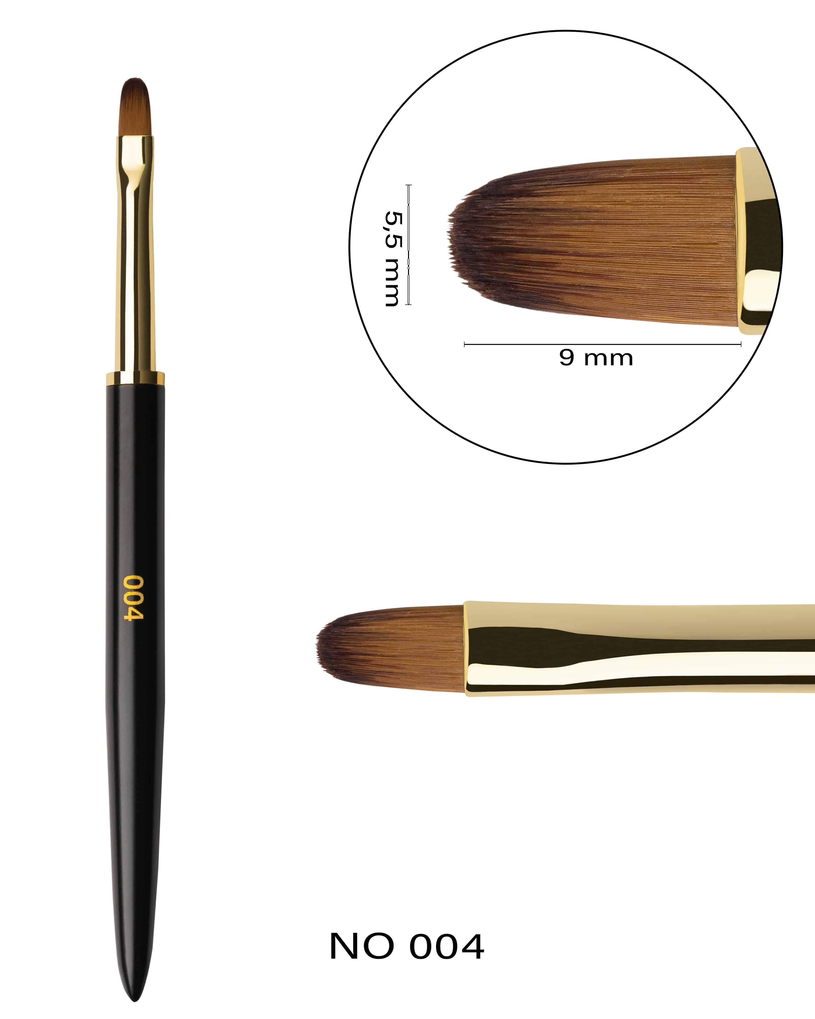 F.O.X Professional Nail Art Brush 004 - Round Flat Oval Shape for Acrylic, Gel & Dip Powder - Perfect for Salon & DIY Nail Designs