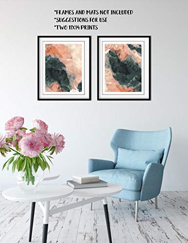Abstract Art Prints - Modern Contemporary Wall Decor Set of 2 (11x14 Inches) - Unframed Canvas Posters for Living Room, Bedroom & Office Decor