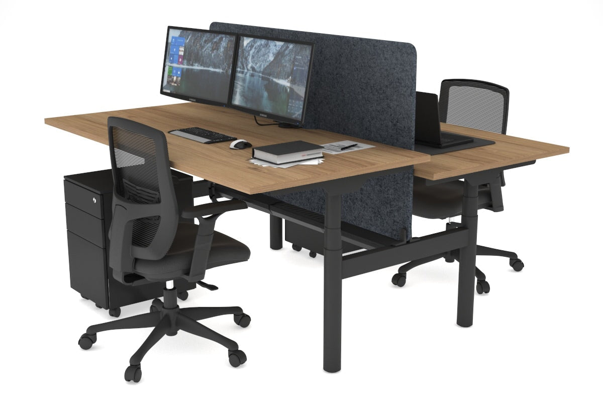 Flexi Premium Height Adjustable 2-Person H Bench Workstation - Black Frame [1800L x 800W with Cable Management] - Ideal for Office, Coworking Spaces & Home Offices