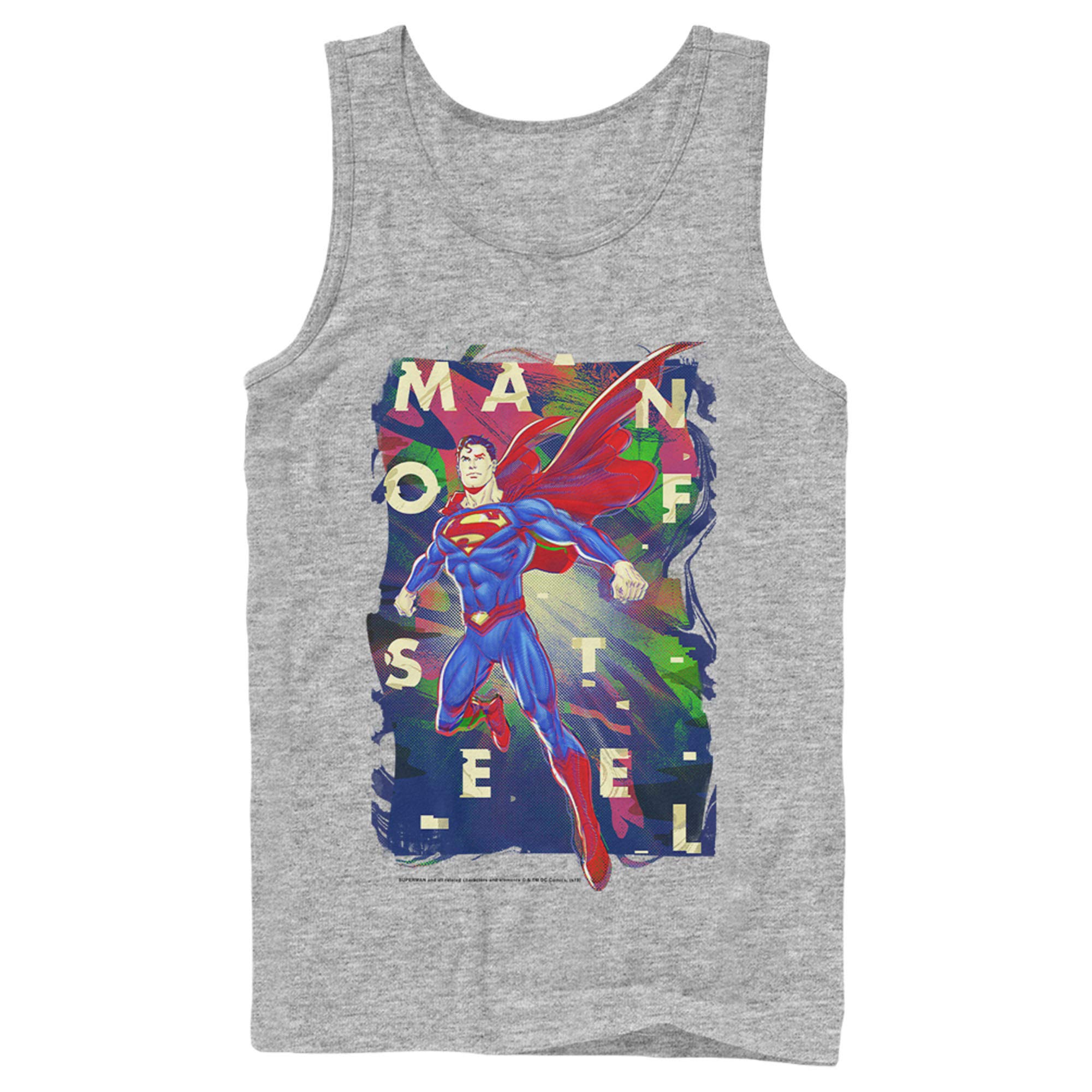 Superman Man of Steel Rainbow Tank Top for Men - Superhero Graphic Muscle Tee - Perfect for Cosplay, Comic Con & Summer Outfits
