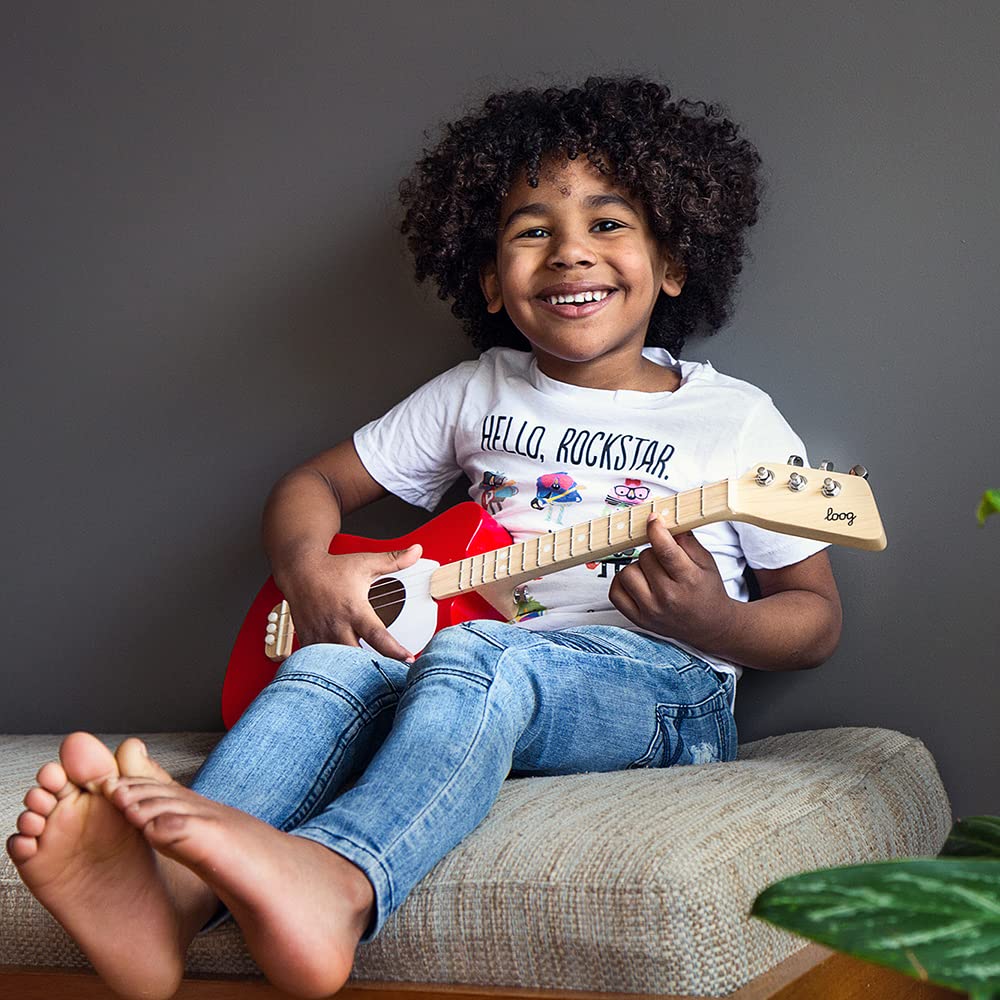 Loog Mini Acoustic 3-String Kids Guitar for Beginners Ages 3+ with Learning App & Lessons - Perfect for Toddler Music Education, Birthday Gifts & Early Childhood Development