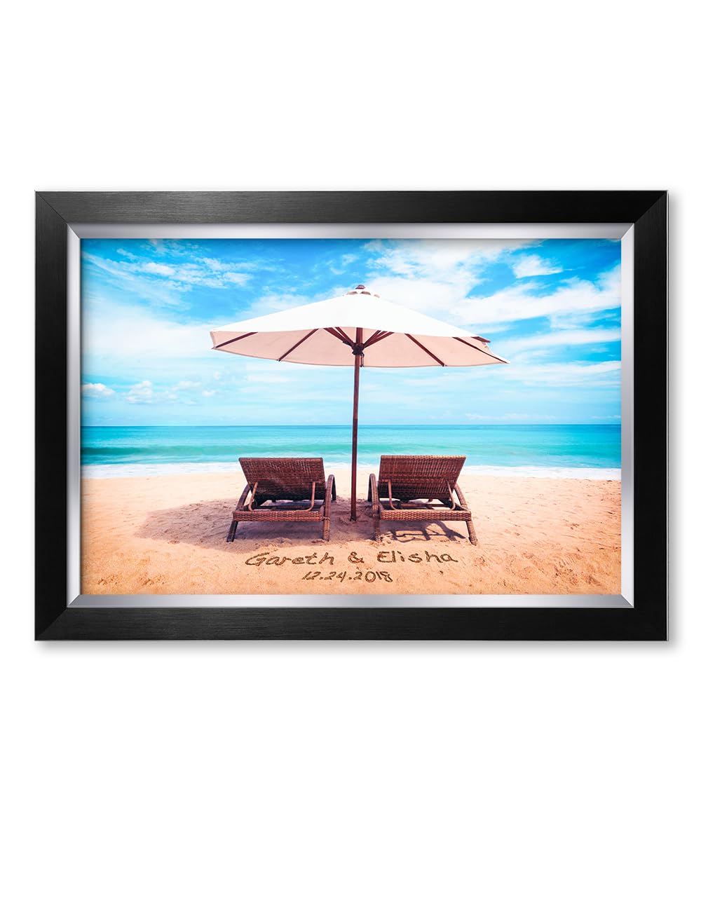 IPIC - Personalized Name & Date Artwork - Custom Love Gift for Anniversary, Wedding, Birthday - Choose PS or Solid Wood Frame - Perfect for Home Decor, Romantic Surprises & Special Occasions