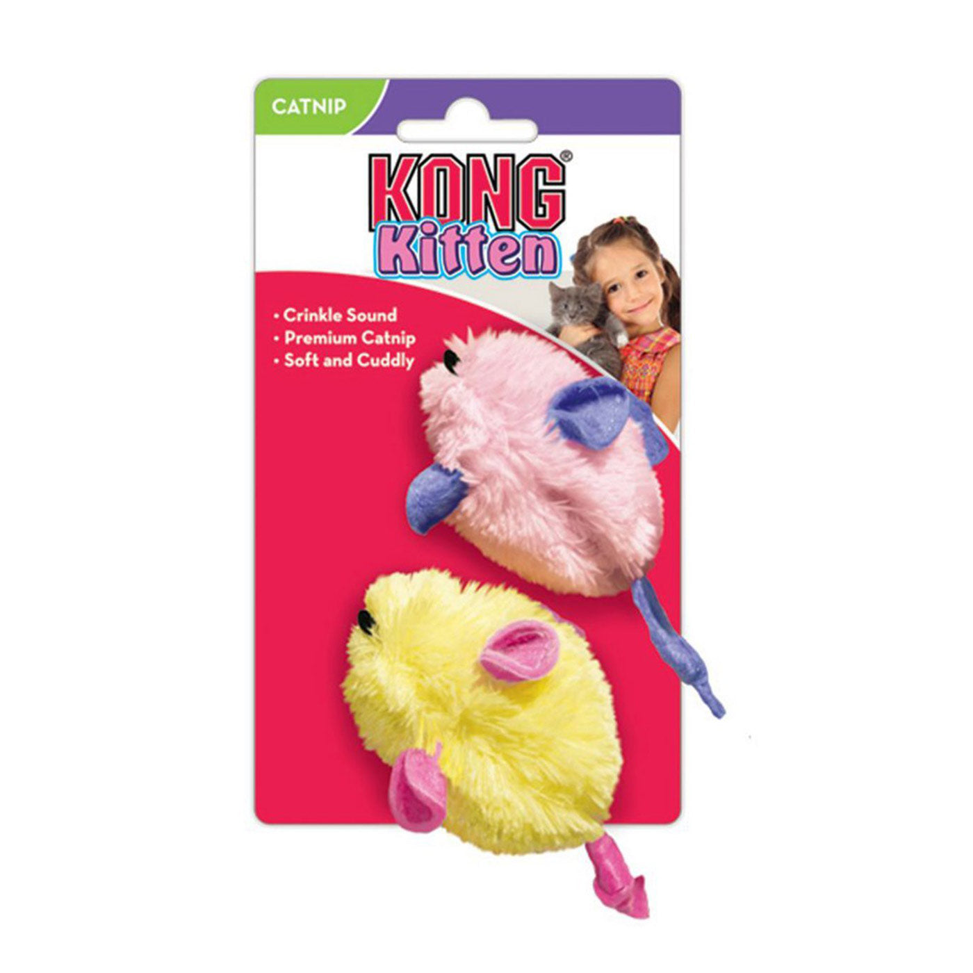 KONG Catnip Kitten Toys - 2 Pack Natural Mice Cat Toys for Kittens & Adult Cats - Perfect for Playtime, Training & Stress Relief
