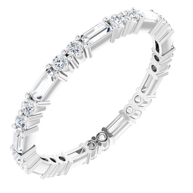 0.94 Carat Round & Straight Baguette Diamond Eternity Band - Perfect for Weddings, Anniversaries & Special Occasions