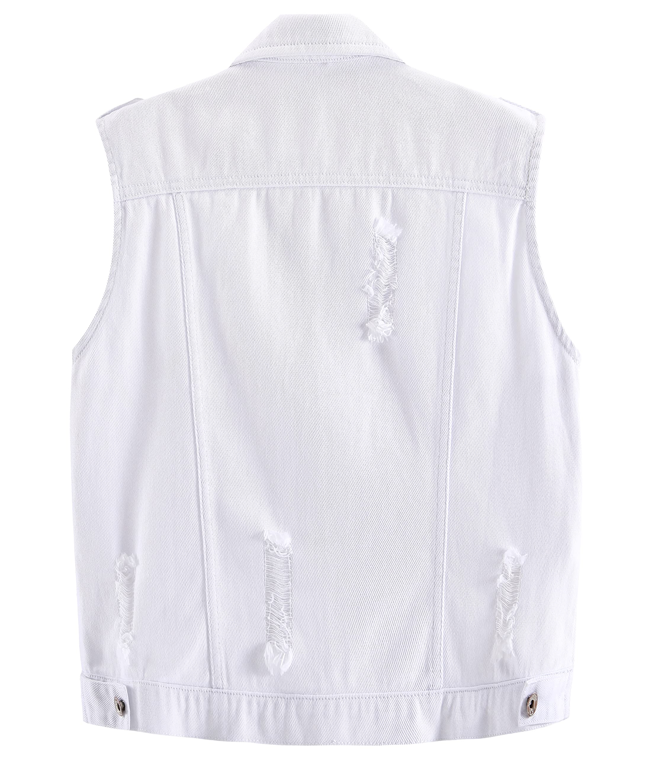 Kedera Women's Denim Vest - Classic Cropped Button Up Jean Jacket with Distressed Details | Sleeveless Fashion for Casual Outfits & Layering