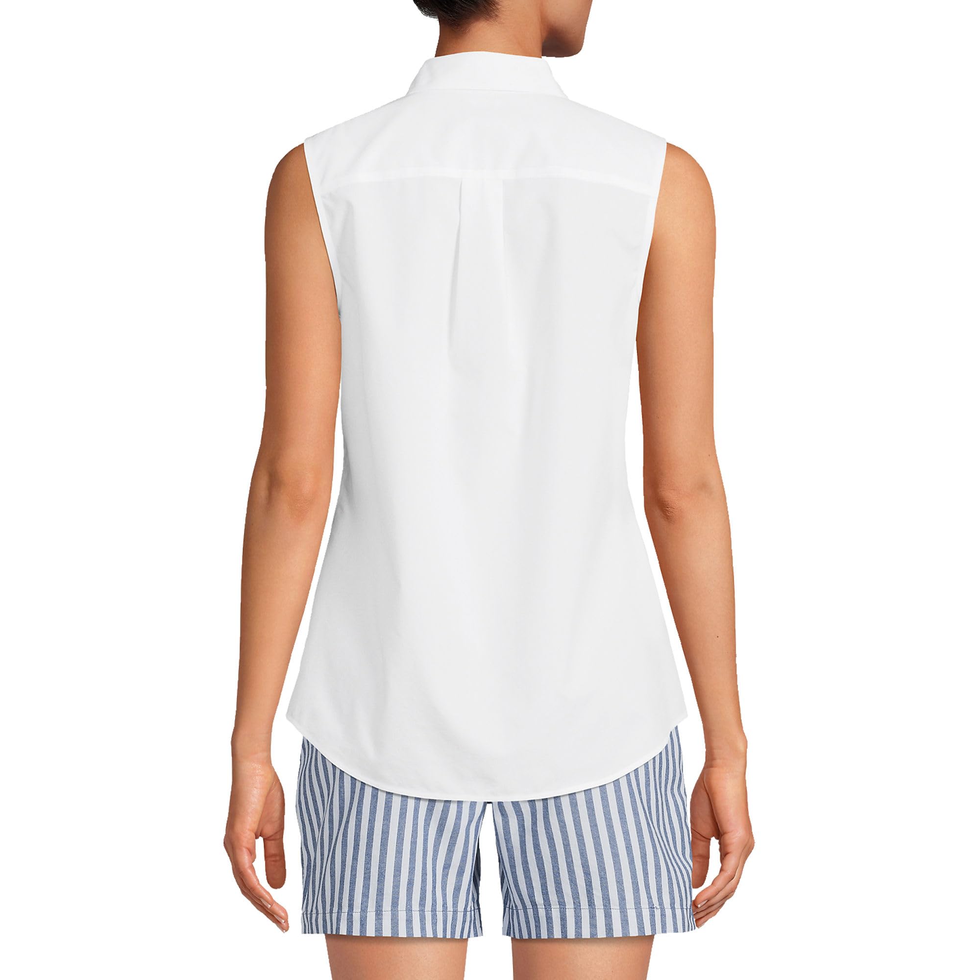 Lands' End Women's No Iron Sleeveless Blouse - Wrinkle-Free Office Wear & Summer Travel Shirt for Professional Women