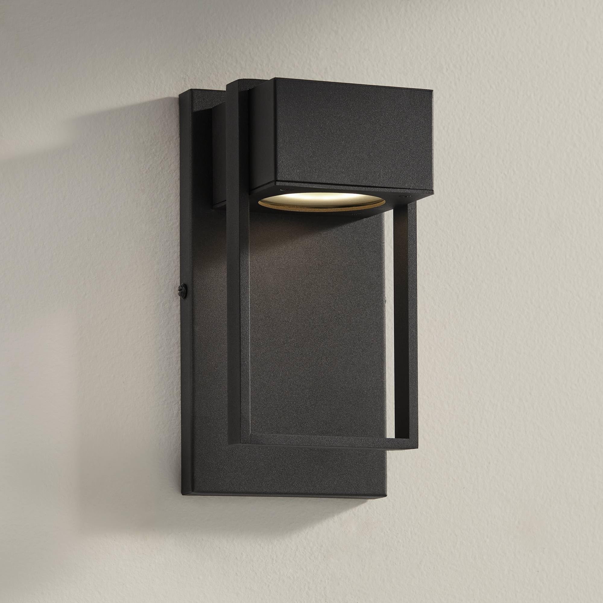 Possini Euro Design Pavel Modern Wall Sconce - Textured Black Hardwired 9.5