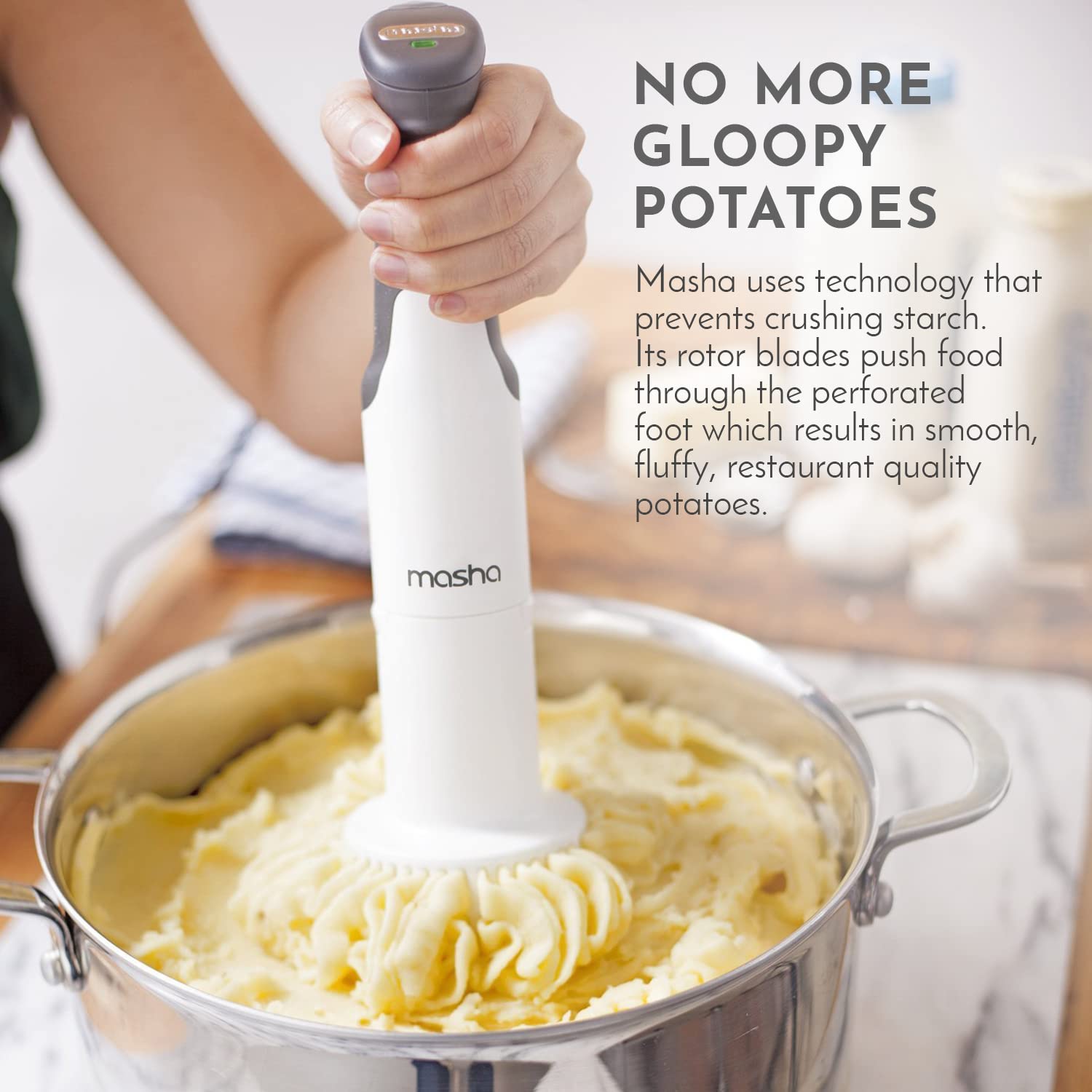 Premium Electric Potato Masher & Hand Blender - 3-in-1 Immersion Mixer for Smooth Purees, Whisking & Soup Making | Perfect for Mashed Potatoes, Baby Food & Cooking | Kitchen Essential for Home Chefs