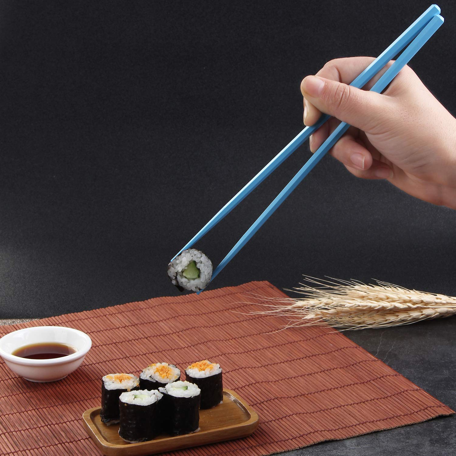Premium Colorful Fiberglass Chopsticks Set - 5 Pairs (9.5 Inches) | Dishwasher Safe, Reusable & Non-Slip Kitchen Utensils | Perfect for Asian Cuisine, Sushi, Ramen & Home Dining
