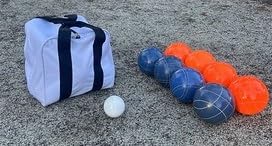 Premium Tournament Bocce Ball Set - 110mm Orange & Blue Balls with Nylon Carry Bag - Made in USA - Competition & Backyard Games - Perfect for Outdoor Parties, Picnics, and Beach Fun