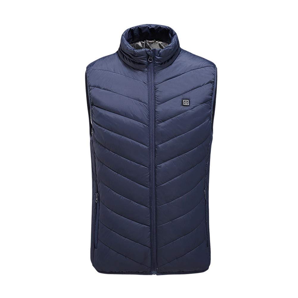USB Rechargeable Heated Vest for Men & Women - 3 Heat Settings, Winter Electric Warming Jacket for Skiing, Motorcycle Riding, Hiking, Fishing & Golf - Battery Not Included (Blue, XXXXL) - Stay Warm in Outdoor Adventures & Cold Weather Activities