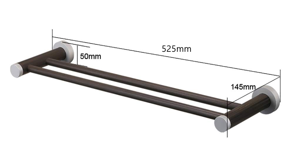 Wooden Wall Mounted Towel Rack - Double Rod Bathroom Towel Holder Stand for Bath, Shower & Spa - Rustic Home Decor Bathroom Accessory for Towels & Robes