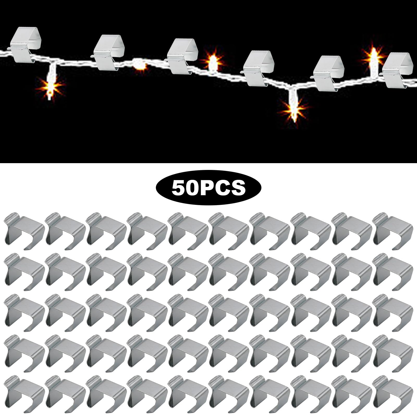 50 PCS Christmas Light Gutter Hooks - 0.8