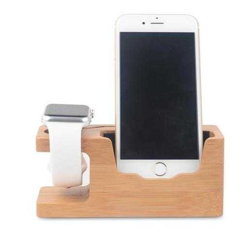 Universal Bamboo Charging Station Stand - Phone & Smartwatch Holder for iPhone, iWatch, Samsung - Perfect for Home, Office & Travel Organization