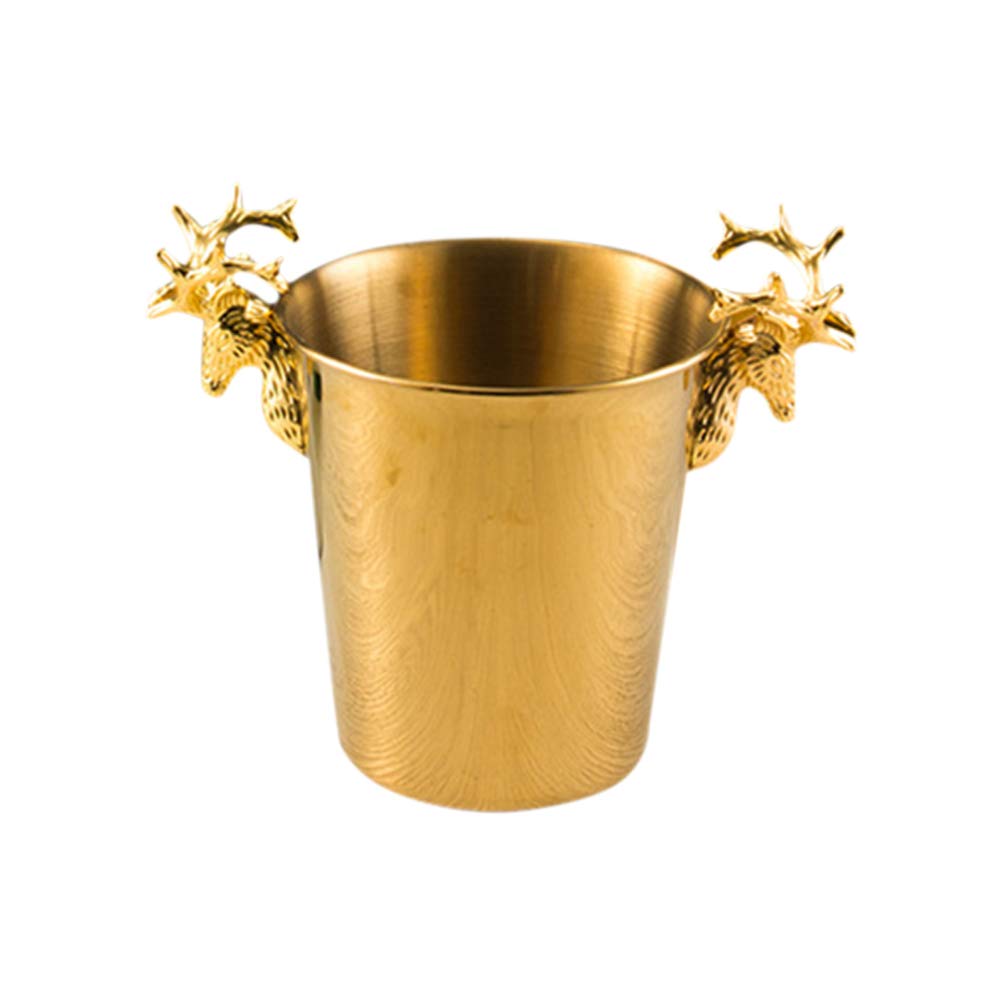 FRCOLOR 3L Stainless Steel Ice Bucket - Insulated Champagne & Wine Cooler for Beer, Beverages - Golden Color for Home Bar, Outdoor Picnics, Parties & Summer Gatherings - Keeps Drinks Cold for Hours