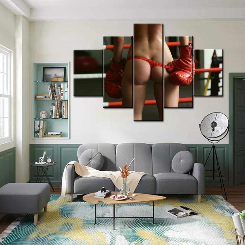 Sexy Female Boxer Canvas Painting - Modern Gym Wall Art for Bathroom, Bedroom & Living Room Decor - Stretched & Framed Ready to Hang - 60x40 Inches - Perfect for Home Gym, Fitness Studio & Sports Themed Spaces