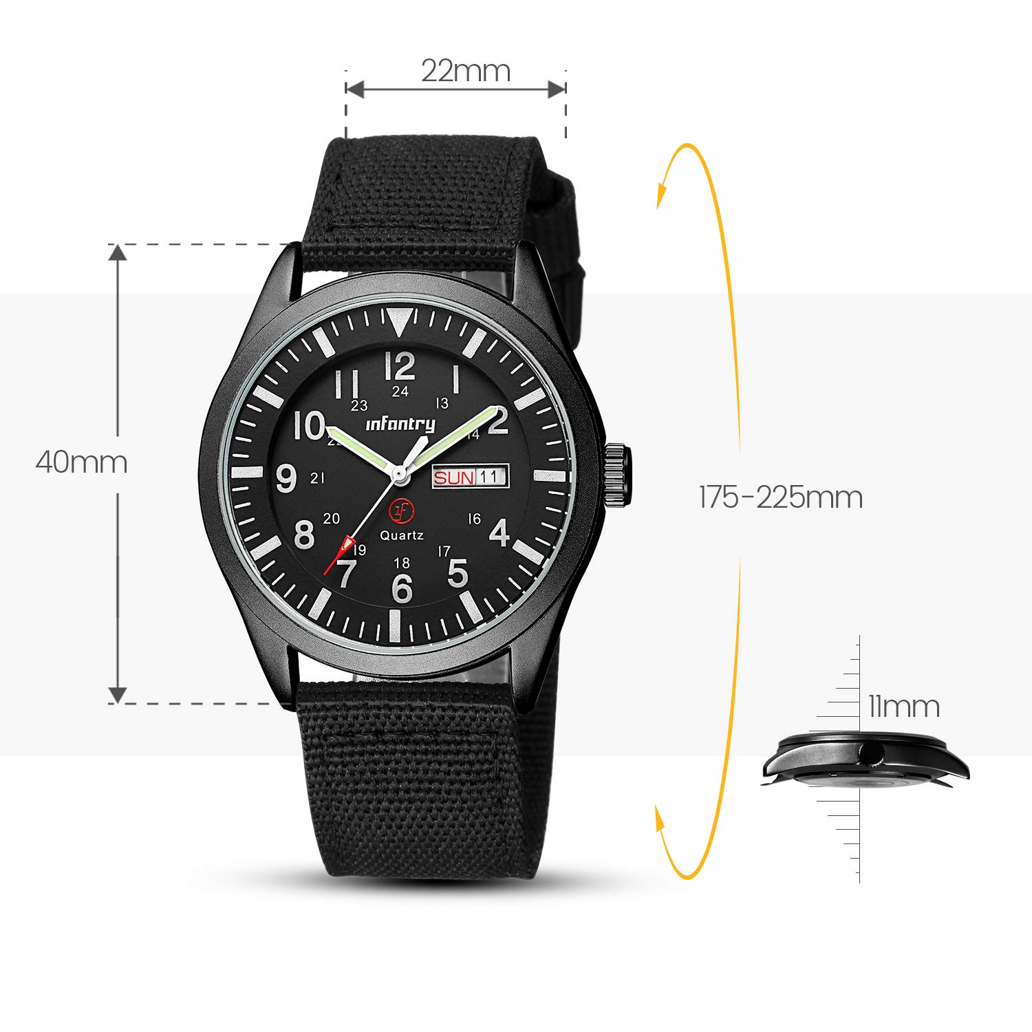 5ATM Waterproof Military Tactical Watch for Men - Date & Day Display, 12/24Hr Quartz Movement with Durable Nylon Strap - Ideal for Outdoor Adventures, Hiking & Everyday Wear