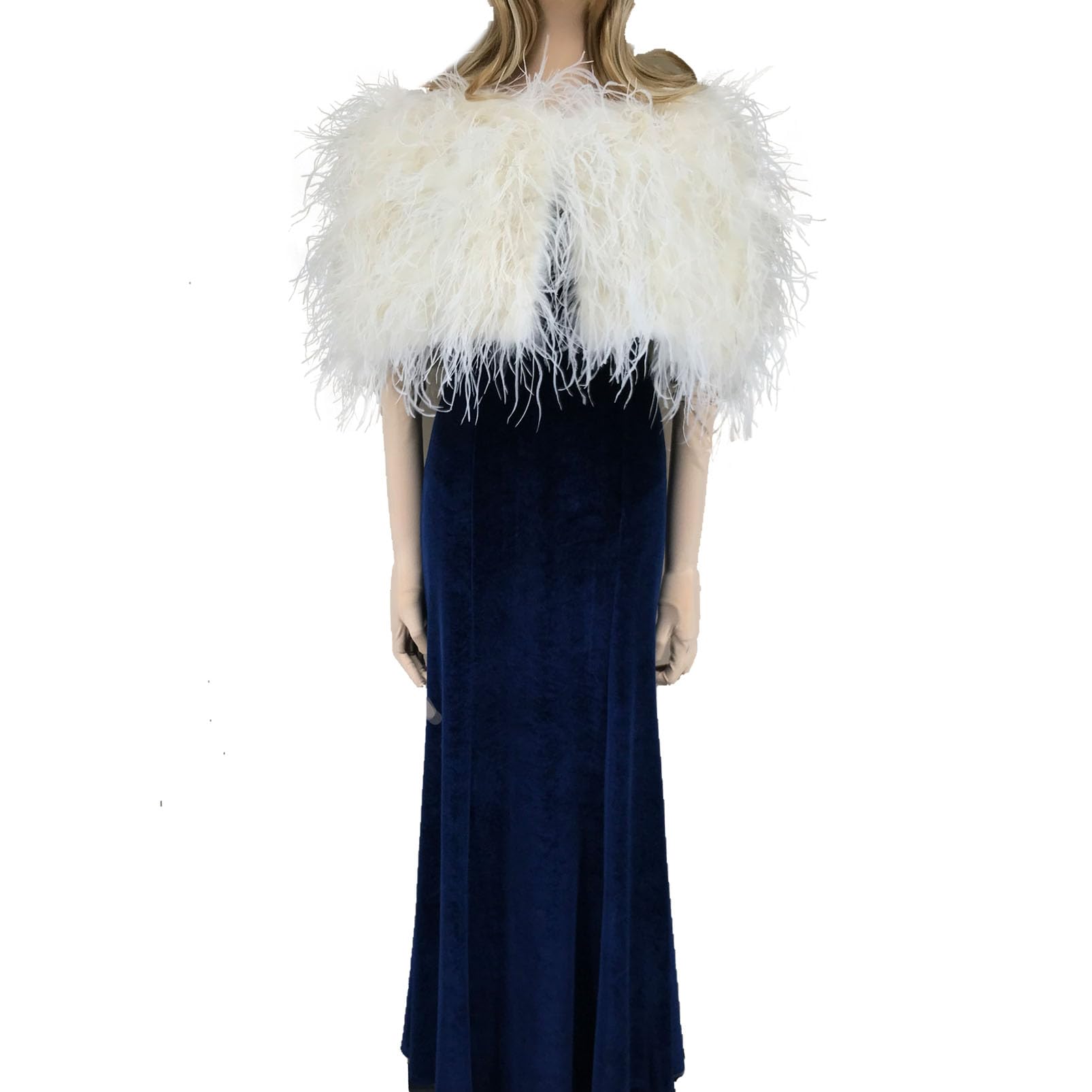 Luxury White Ostrich Feather Shawl Cape for Women - Elegant Wedding Bridal Wrap, Party Accessory, Romantic Blush Furry Stole - Perfect for Bridal Showers, Evening Galas, and Special Occasions