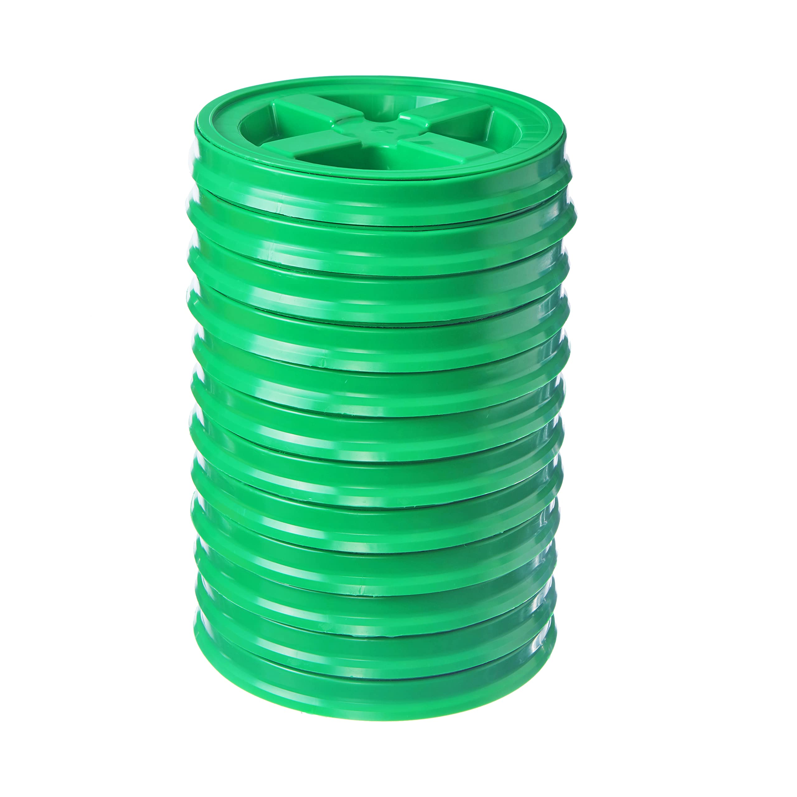 Food Grade Gamma Seal Lids for 3.5-7 Gallon Buckets (12 Pack) | BPA Free, Durable HDPE Reusable Pail Lids | Made in USA | Airtight Storage for Dry Goods, Pet Food & Emergency Supplies (Green)